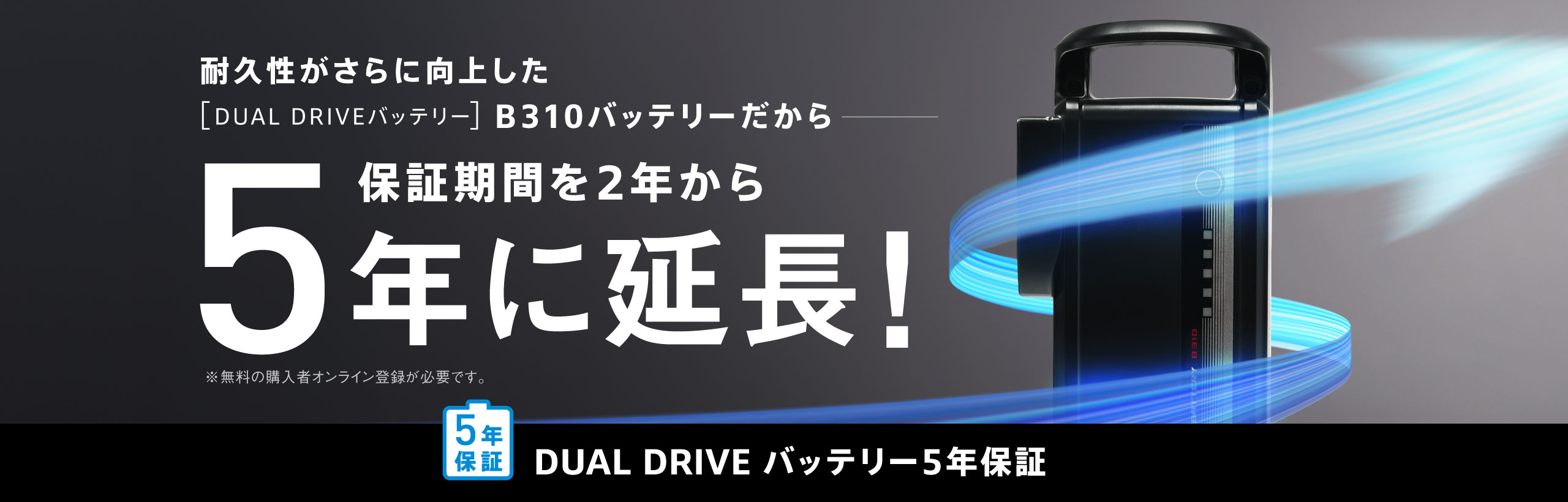 バッテリー5年保証