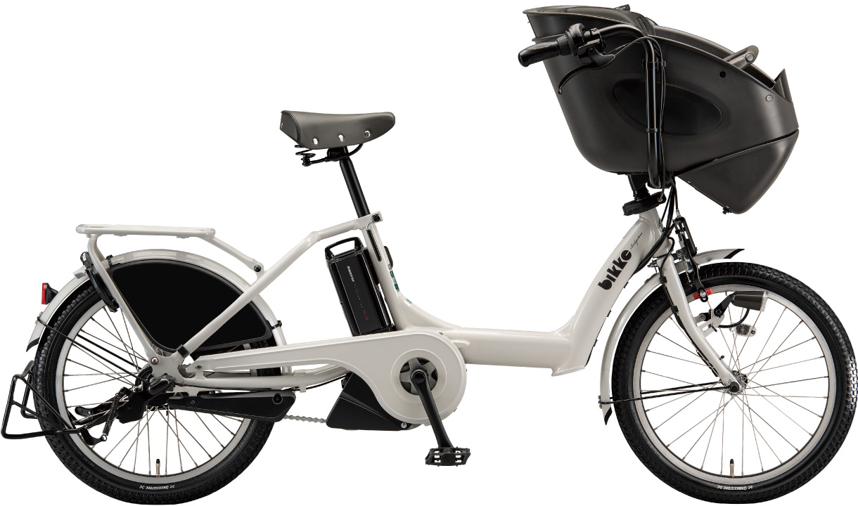 子ども乗せ電動アシスト自転車 ビッケ ポーラー e P.Xコットングレー／クッションカラー：モブ（ダークグレー）色の写真