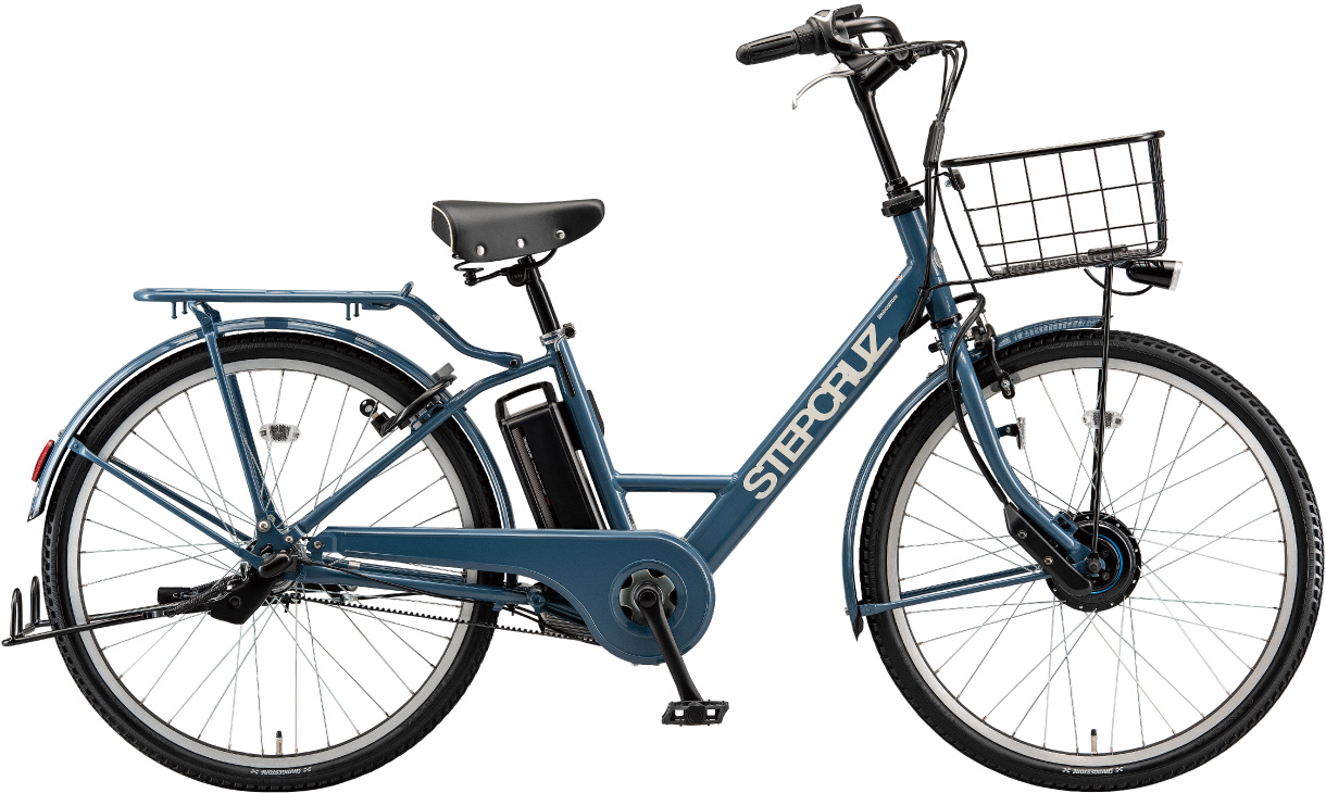 通学・通勤向け電動アシスト自転車 ステップクルーズ e E.Xネイビーグレー色の写真
