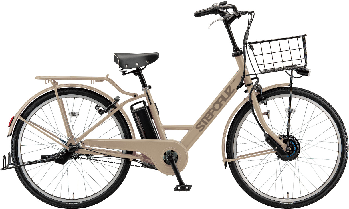通学・通勤向け電動アシスト自転車 ステップクルーズ e T.Xレトログレージュ(ツヤ消しカラー)色の写真